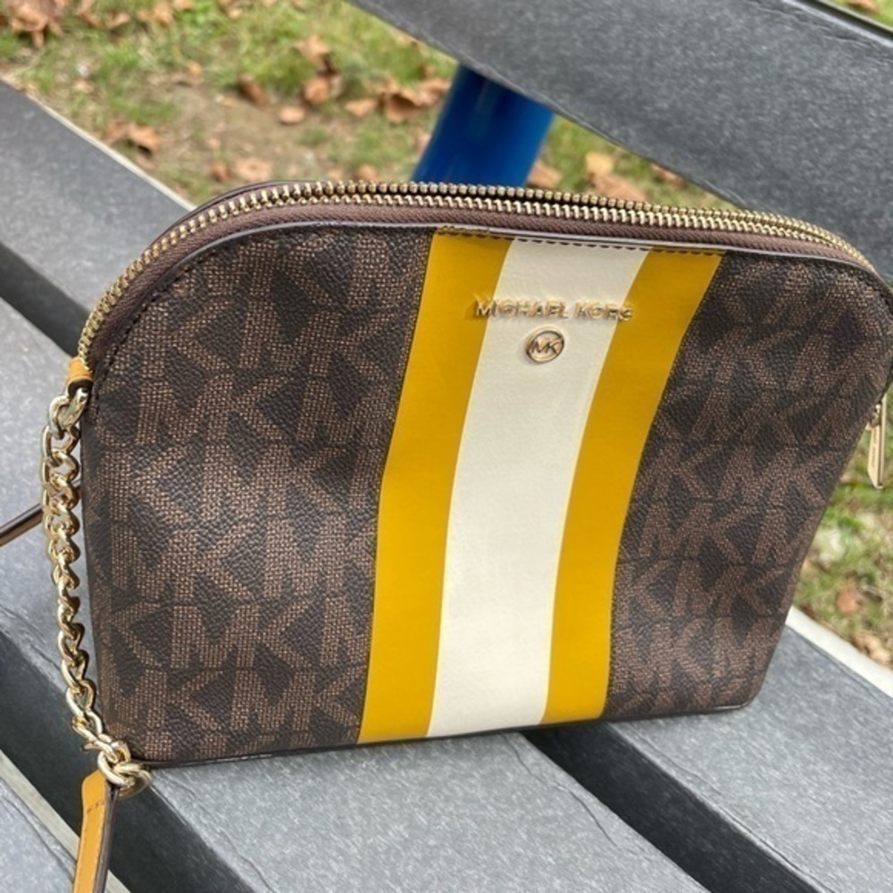 Michael Kors Bag,Michael Kors Brown and Yellow Crossbody Bag. - Picture 1 of 8
